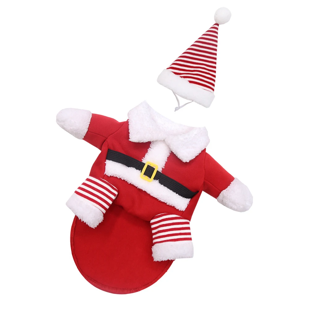 

Pet Christmas Clothes Warm Dog Cat Xmas Party Costume Polyester Hat Skirt Cosplay Easy Wear Holiday Gifts Lightweight Durable
