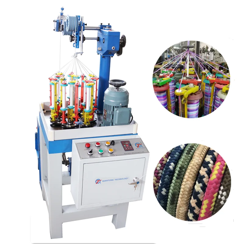 Single head 16 spindles rope braider carbon fiber cable shoe laces cord braiding machine