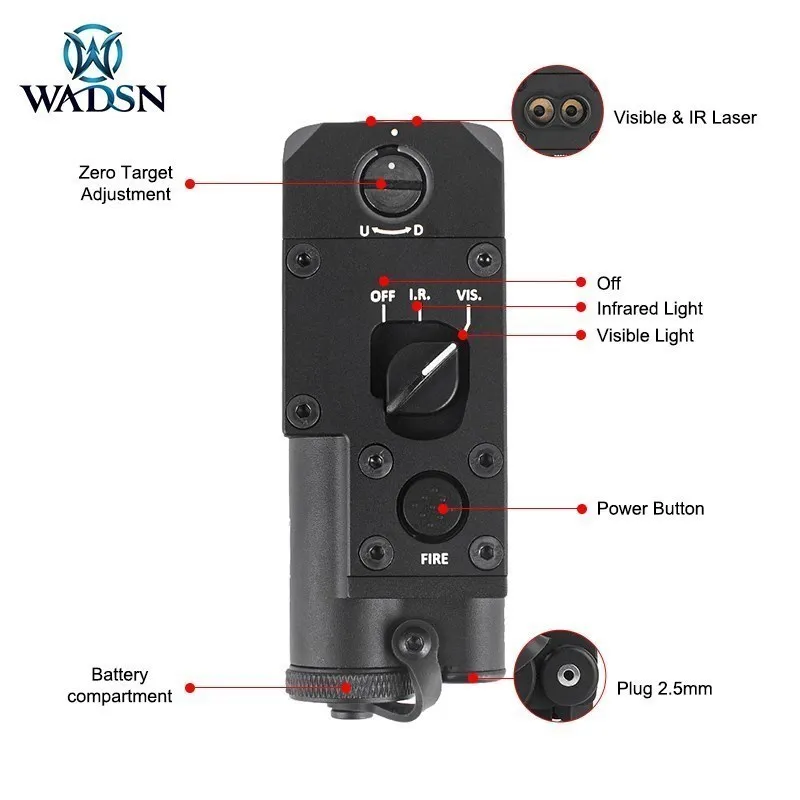 Wadsn Metal CQBL-1 Mini Red Green Blue Dot Laser with IR Tactical CQBL Lasers Airsoft Aiming Scout Sight AR15 Rifle Weapon light