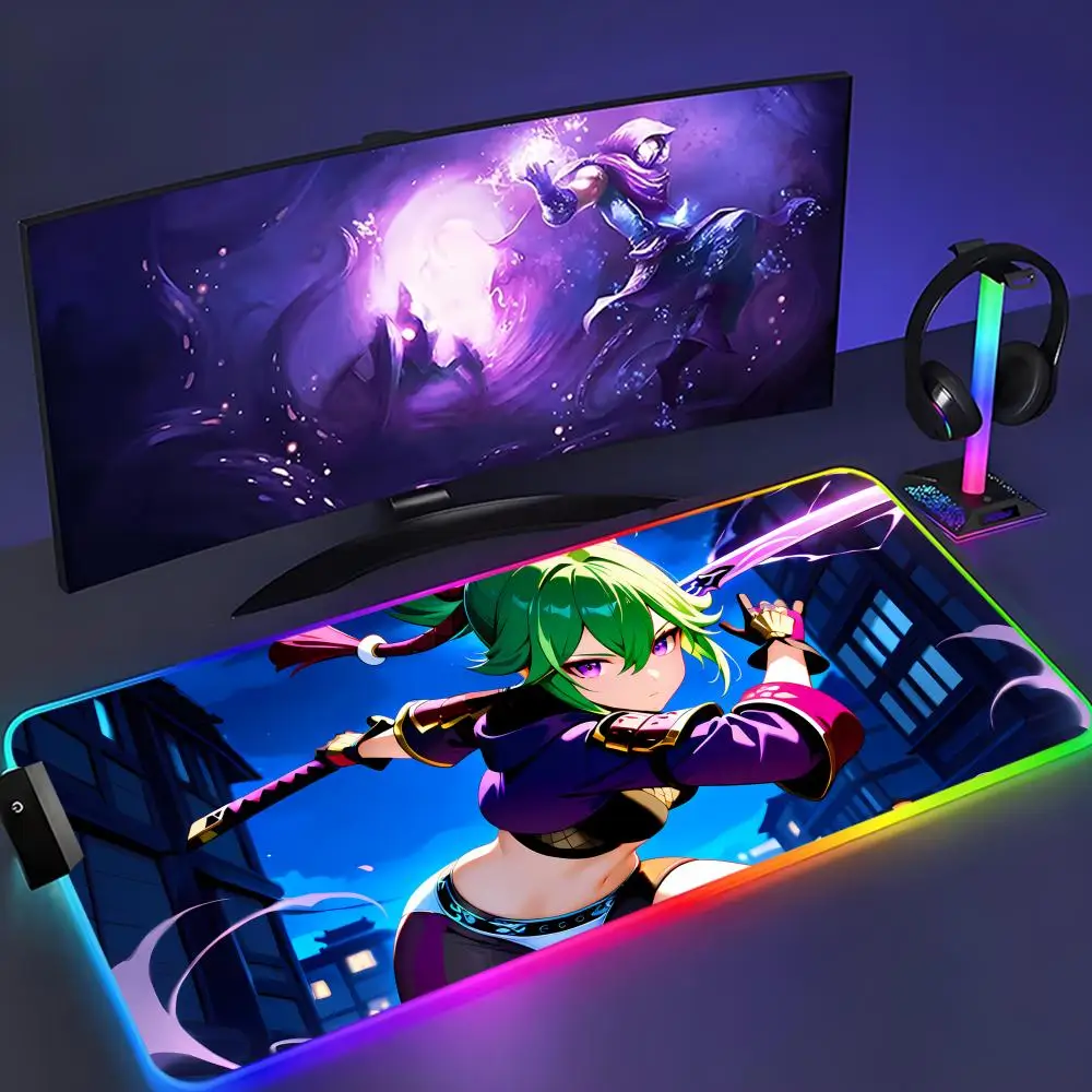 

Коврик для мыши Kuki Shinobu XXL RGB коврик для мыши Kawaii игровые аксессуары компьютерная клавиатура большой светодиодный настольный коврик с подсветкой коврик для мыши