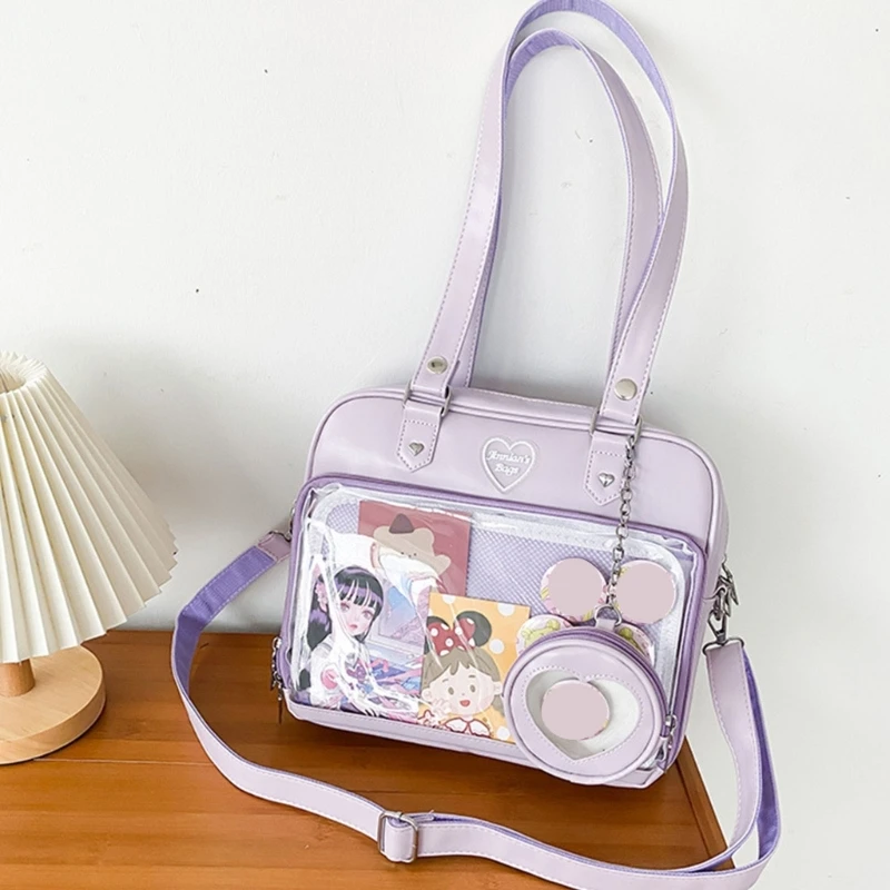 Japanese Harajuku Ita Bag for Women PU Transparent Pocket Itabag High School Girls Uniform JK Crossbody Shoulder Bag H9ED