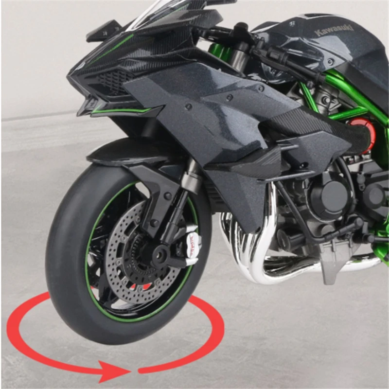 Large Size 1/9 KAWASAKI H2R Alloy Racing Motorcycle Simulation Metal Street Motorcycle Model Sound and Light Childrens Toys Gift