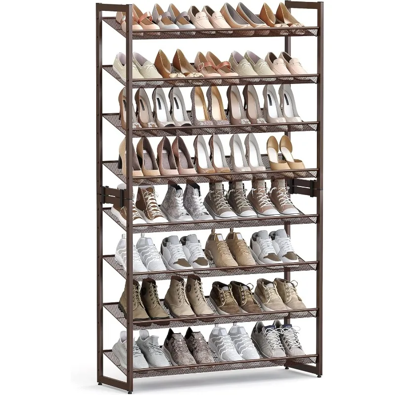 

SONGMICS Shoe Rack, 8-Tier Shoe Organizer, Metal Shoe Storage for Garage, Entryway, Set of 2, 4-Tier Stackable Shoe Shelf,