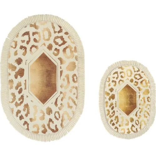 Land Of dowry Gold Oval Bath Mat Set 2 Li