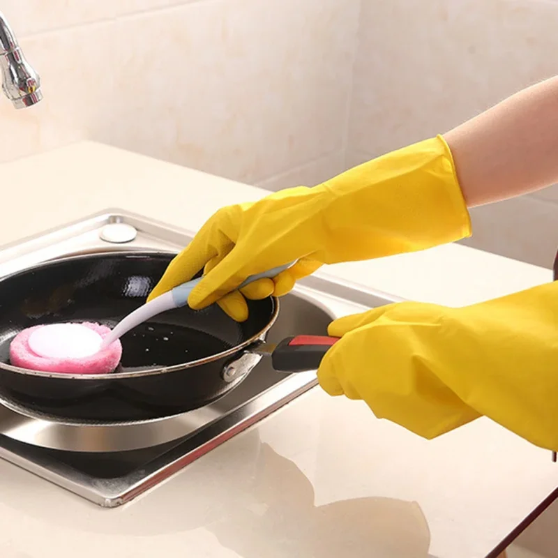 Practical Waterproof Dishwashing Gloves Reusable Household Gloves Non-Slip Thicken Kitchen Durable Cleaning Housework Tools