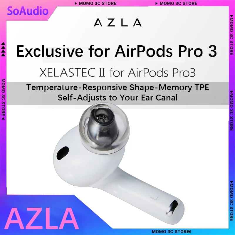 

Накладки для наушников AZLA XELASTEC II для AirPods Pro 3, коническая конструкция, удобные аксессуары для беспроводных Bluetooth-наушников