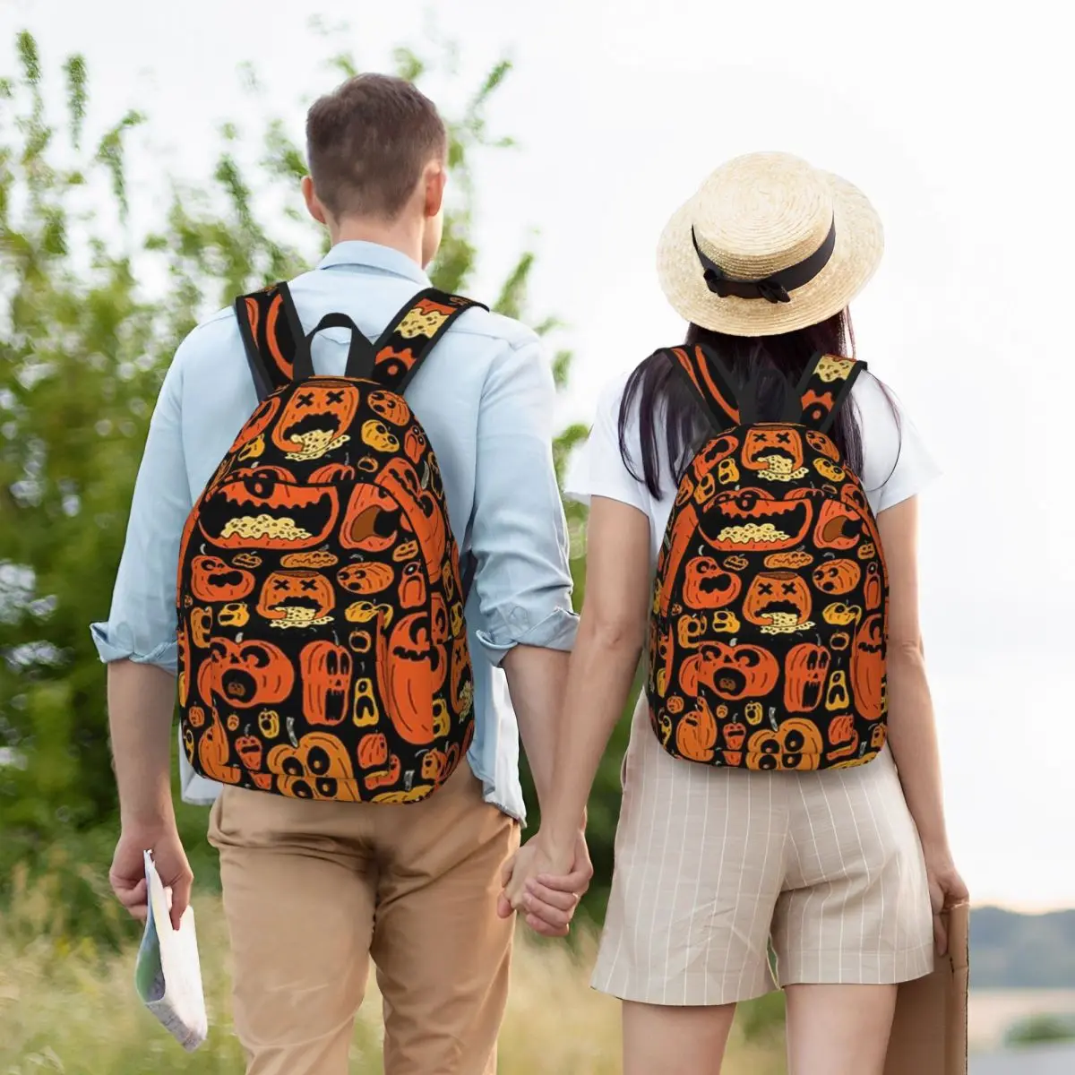 Ghost Pumpkin Halloween Backpack Hot Sale Daypack Large Capacity Boys Girls BookBag School Bag Shoulder Bags for Men Women