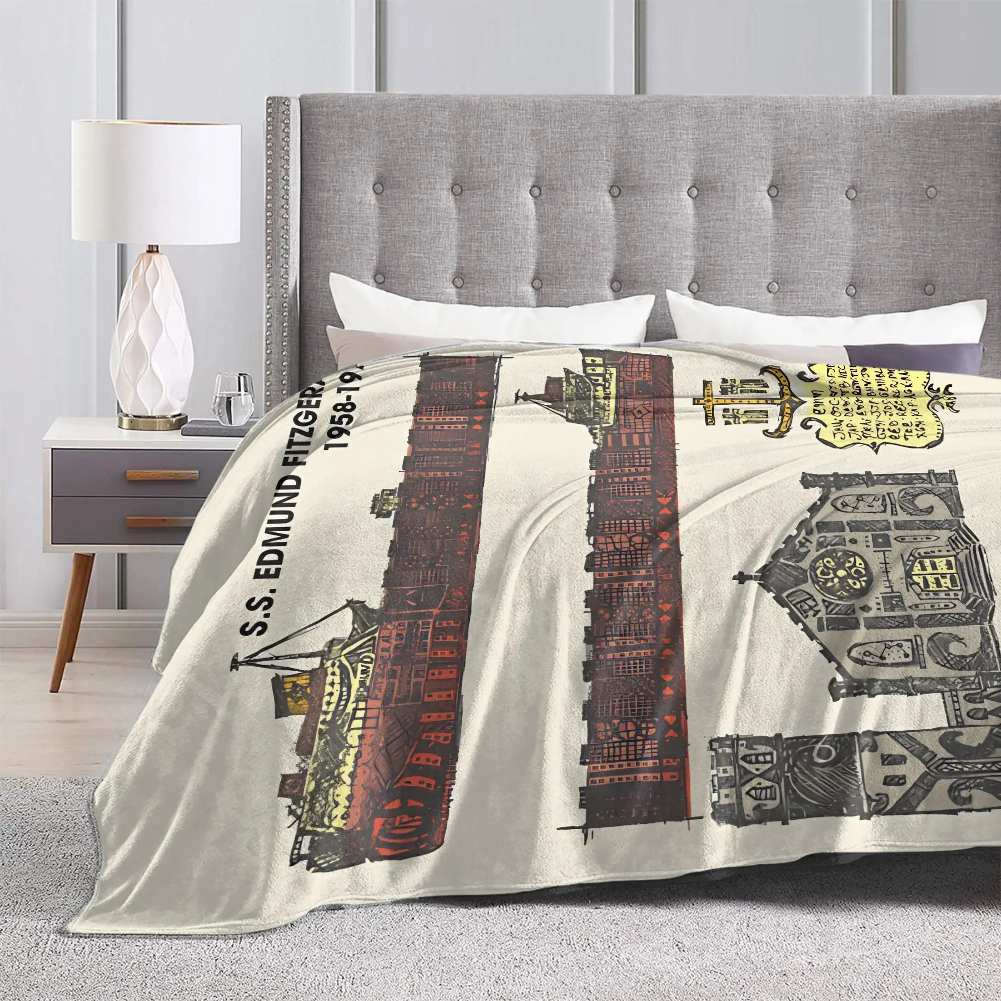 إدموند فيتزجيرالد بطانيات قطيفة للأطفال سفينة كبيرة الفانيلا الفراش يلقي للخارجية لينة الدافئة تصميم جودة المفرش هدية