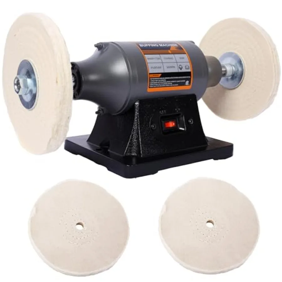

Bench Buffer Polisher Motor with 8 Inch Dual Buffering Wheels Includes 4PCs 80Ply Thic Buffing Wheels for Buffing Metal Jewelry