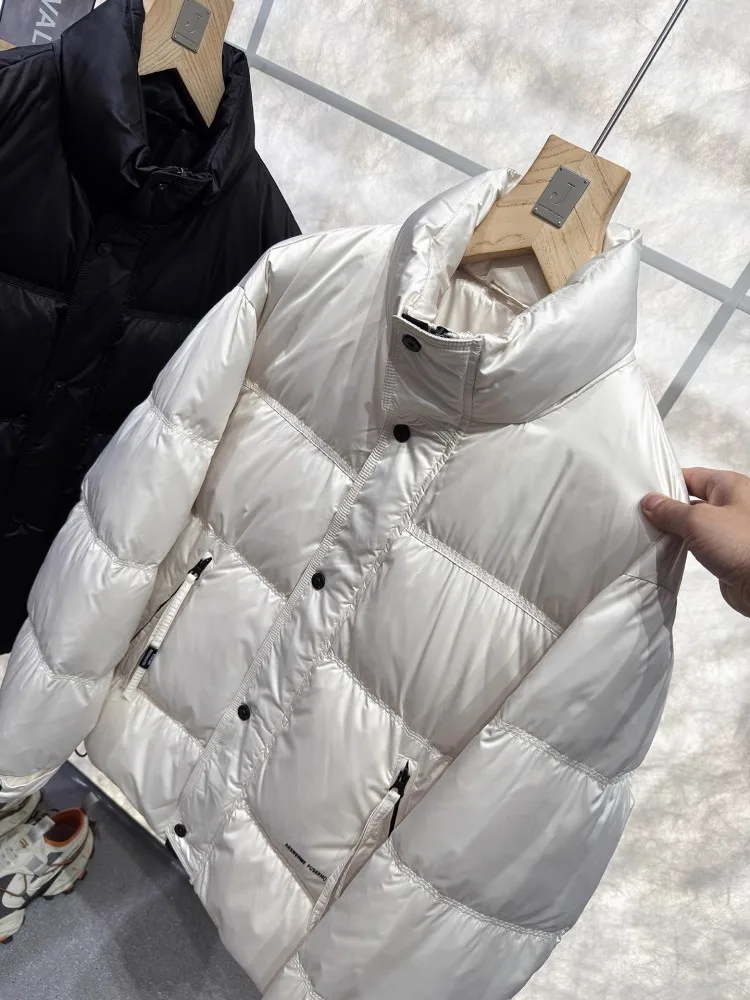Winter Mens Fashion Thick Warm White Duck Down Jacket Teenagers Casual Outwear Overcoat Stand Collar Loose Fit White Duck Jacket