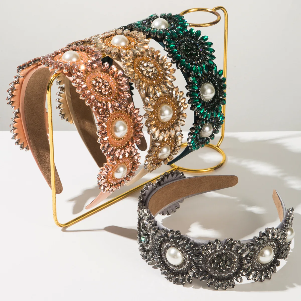 

French Style Retro Light Luxury Heavy Industry Hair Band High Grade Rhinestone Wide Edge Headband Wholesale