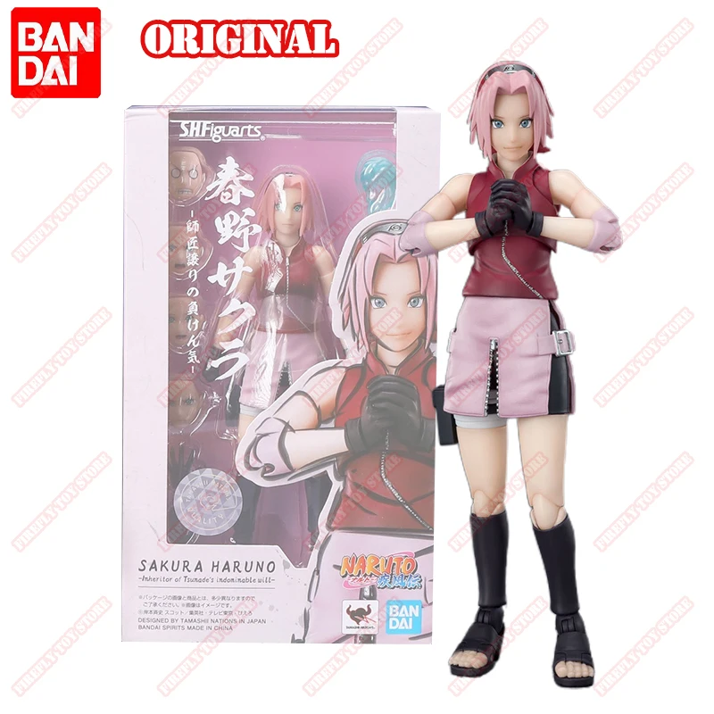 BANDAI Original S.H.Figuarts Naruto Animation Toys Sakura  -Inheritor of Tsunade's Indominable Will- Movable Model Figure