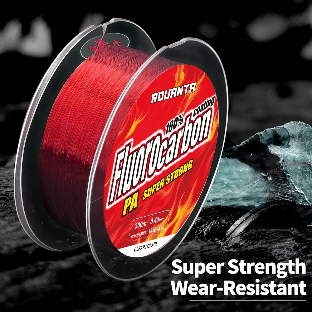 ROUANTA 300M 100% Fluorocarbon-beschichtete Angelschnur PA Superstark Klare Monofilament Schnell Sinkende Abriebfeste Angelschnur – Detail 6