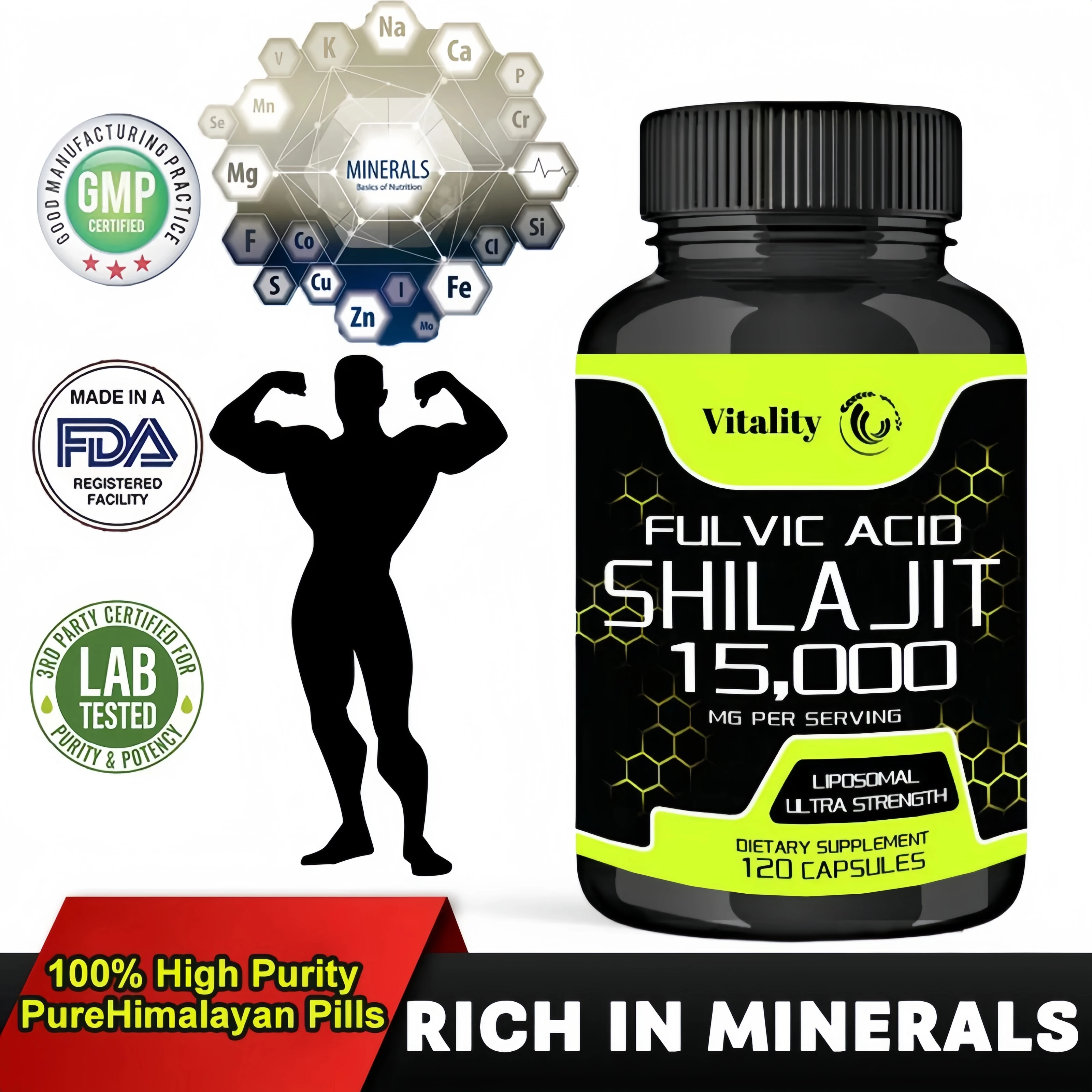 

Shilajit Смола гималайские капсулы-6550 мг-содержит 8 Премиум-компонентов для стимулирования жизненной активности мозга антиоксидант