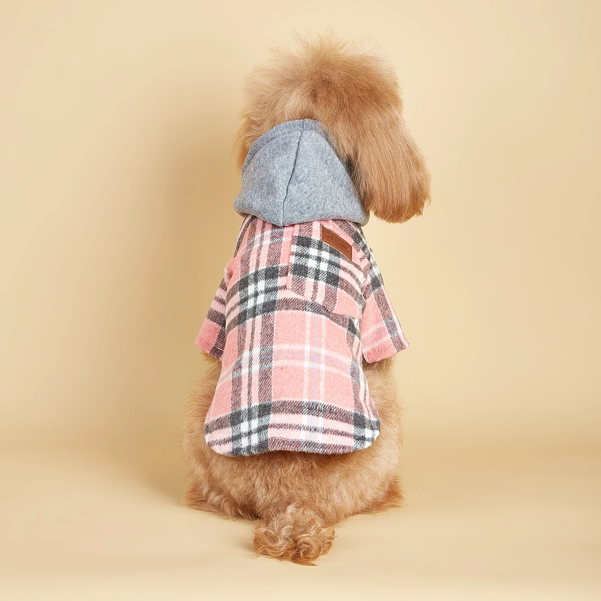 Dog Clothes Hoodie for Small Dogs Costume Puppy Sweatshirts Classical Plaid Pet Doggie Clothes with Pocket Soft Warm Pet Cats C
