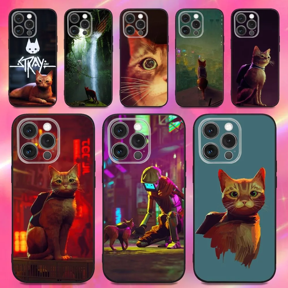 

Stray Cat Game Phone Case For iPhone 16,15,14,13,12,11,Pro,Max,Plus,X,XS,XR,SE,8,7,Mini,Soft Silicone Black Case