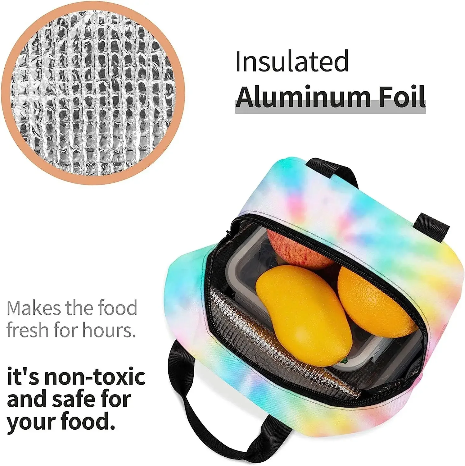 Tie Dye Pattern Lunch  Bag for Women Men Bento Bag Picnic Container Coolbag Reusable Waterproof