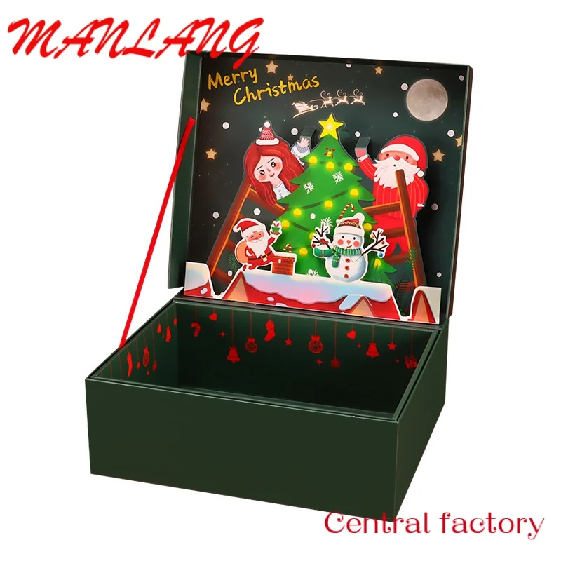 

Custom Custom Tree 3D up Paper Boxes flip open Xmas Gift Packaging Box for Decoration