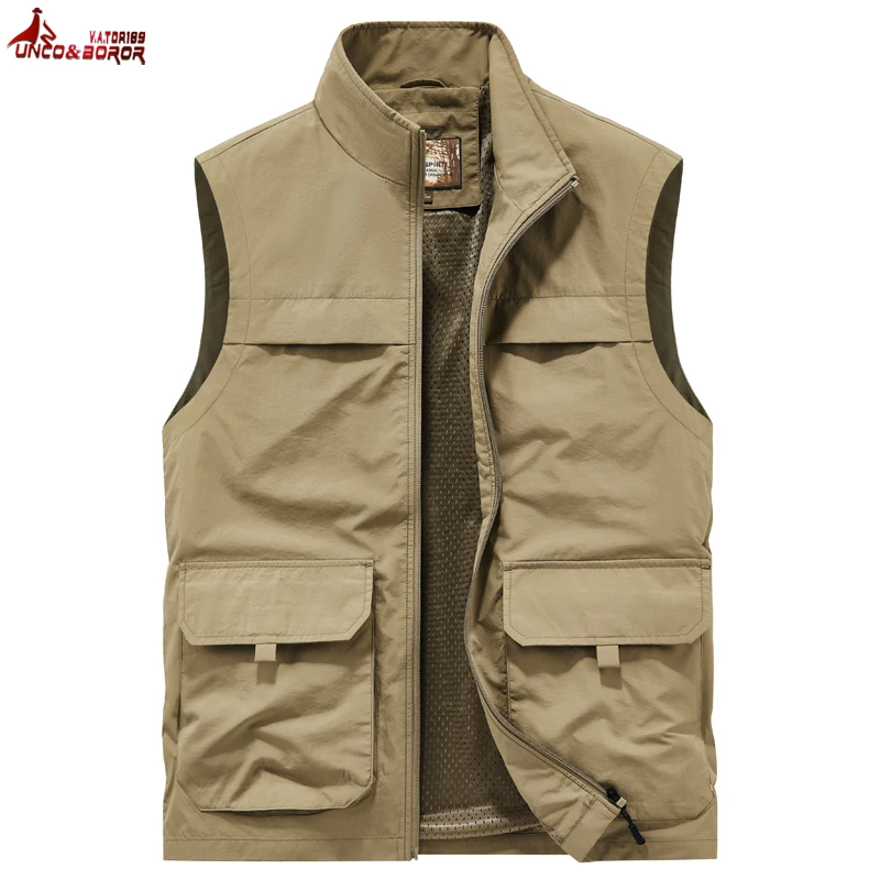 

High Quality Outdoor Work Safari Fishing Travel Cargo Vest Jacket Men Camping Hiking Sleeveless Mesh Waistcoat Vests Clothing