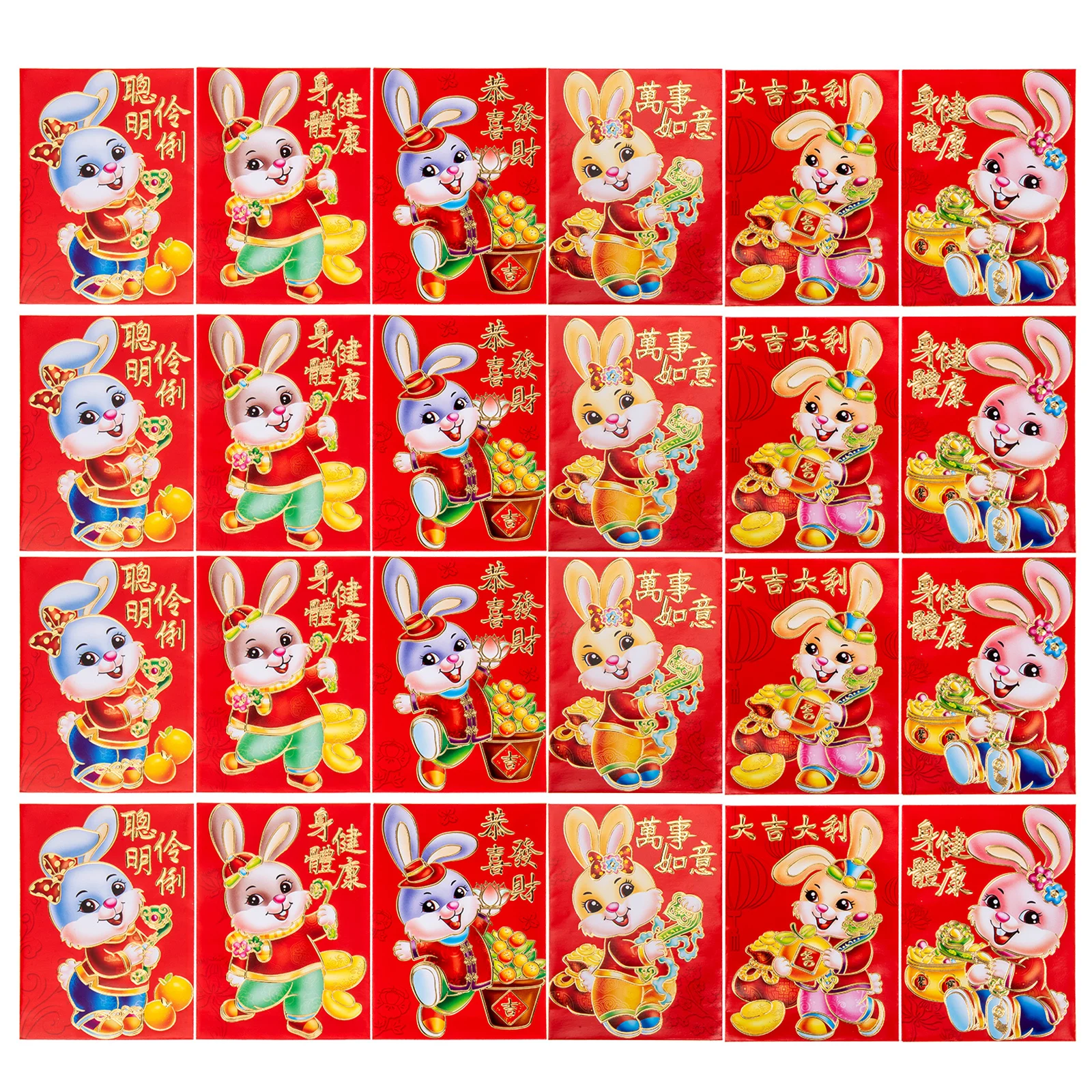 

120Pcs Rabbit Pattern Red Envelopes 2023 Lunar New Year Money Pockets Festival Red Packets Gifts Rabbit Pattern Envelope