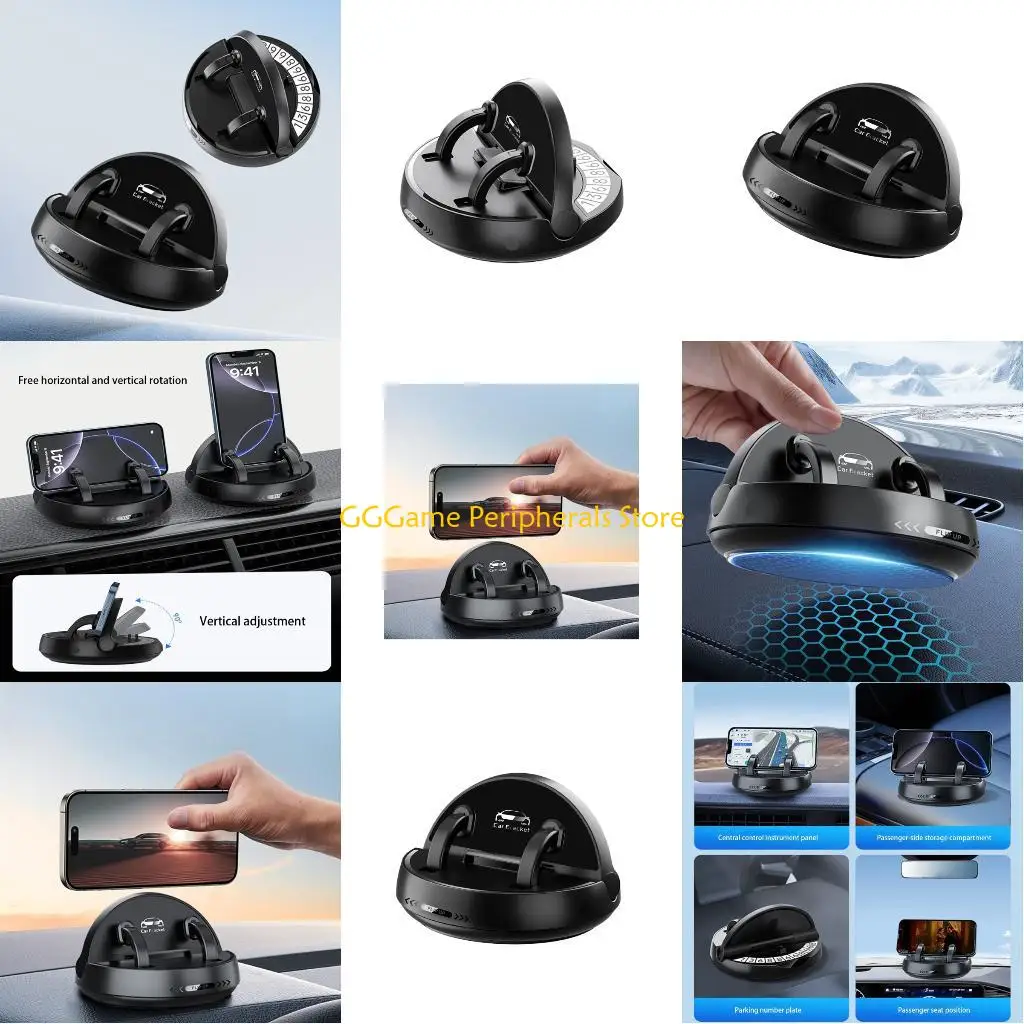 U55B Nonslip Dashboard Phone Mount With Builtin Parking Card Slot And Hand Release For Secure Car Navigation