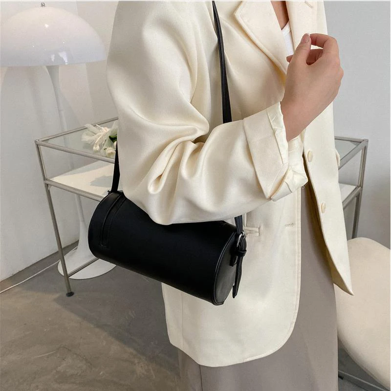 Underarm Bag Women\'s 2023 New Fashion Retro Cylindrical Handbags High Quality Female Texture PU Crossbody Bags Trend