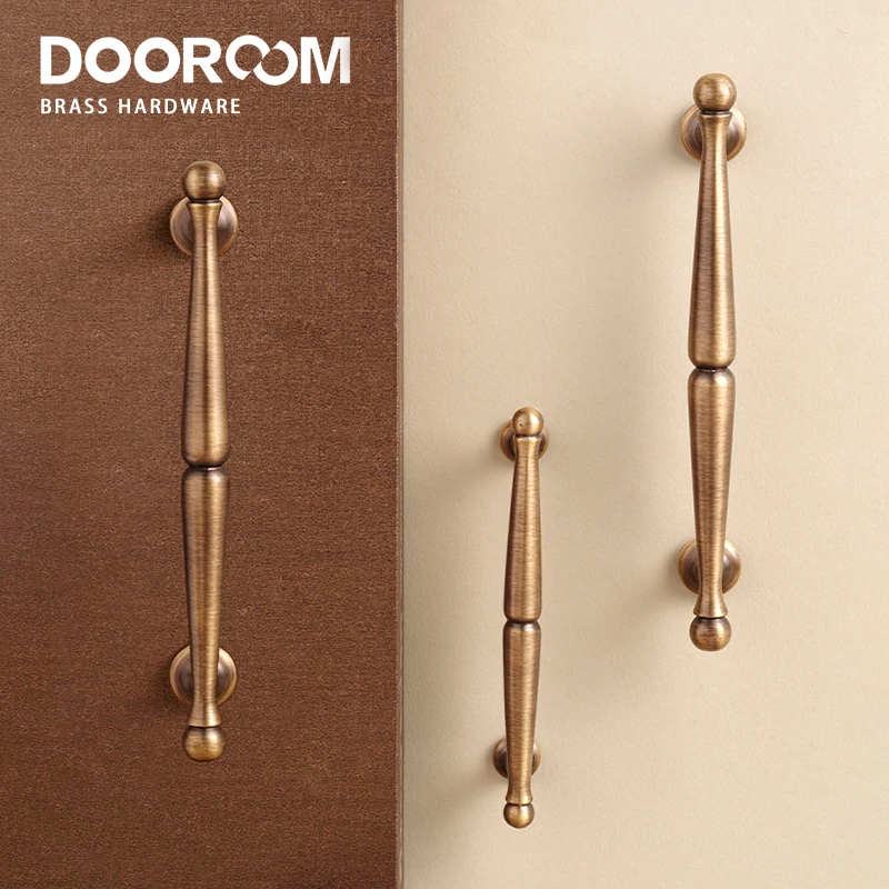 

Dooroom Brass Pulls Furniture Handles Retro Style Home Brass Wardrobe Dresser Cupboard Cabinet Drawer Kitchen Accessories Pulls