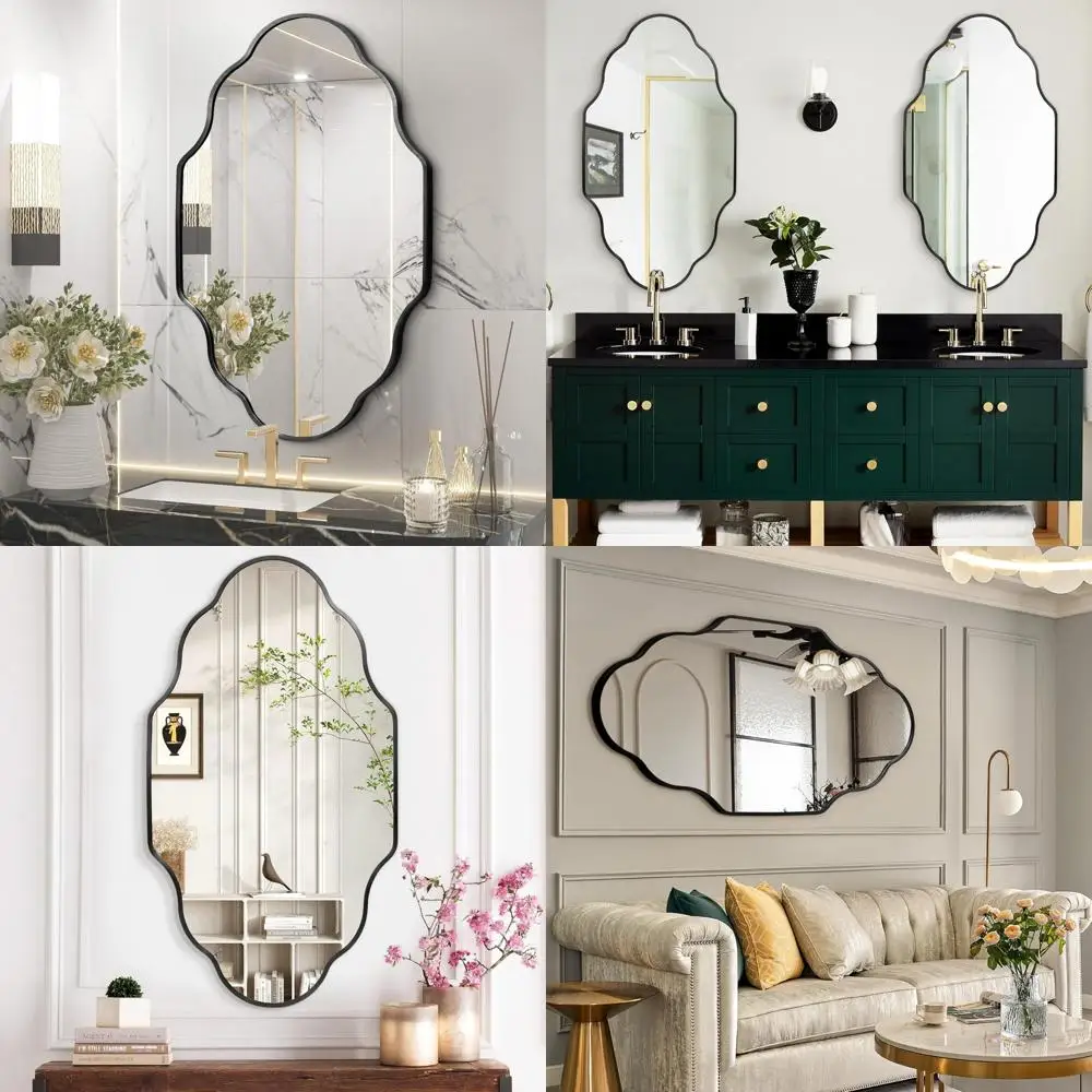 Moderne wandspiegel met aluminium frame, 20x36 inch, geschikt voor badkamer- en slaapkamerdecoratie