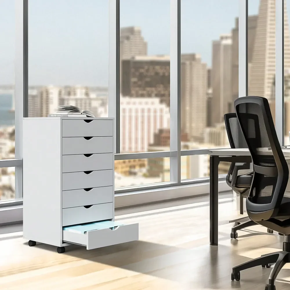 

7 Drawer Chest, Dressers Storage Cabinets Wooden Dresser Mobile Cabinet With Wheels Room Organizer, Small Drawers Wood Organiza