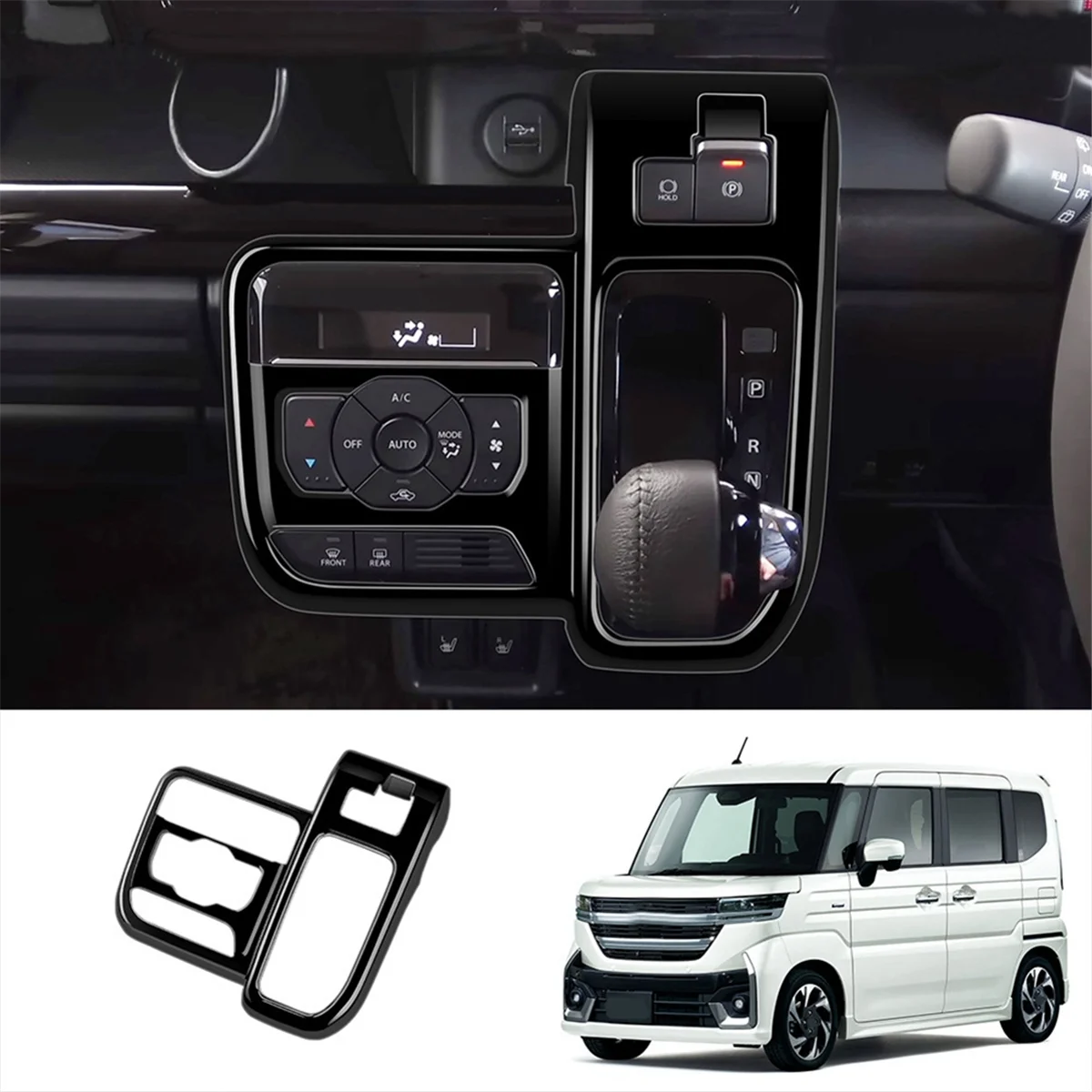 T48C_Car مقبض ناقل الحركة المركزي غطاء لوحة ملصق الكسوة لسوزوكي سباسيا/سباسيا مخصص MK04 سلسلة 2024 RHD ، B #5