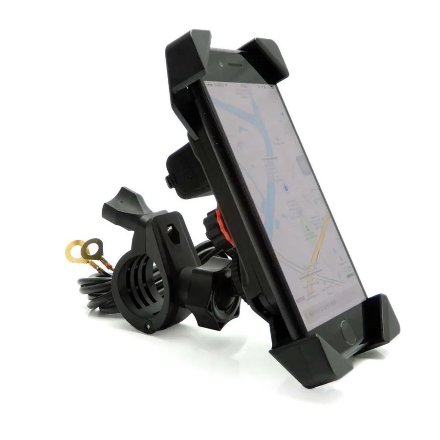 

Adjustable 7/8" Handlebar Mobile Phone Mount USB Charger Holder Cradle Holder Motorcycle Bike Phone Holder 360 Degrees Rotation