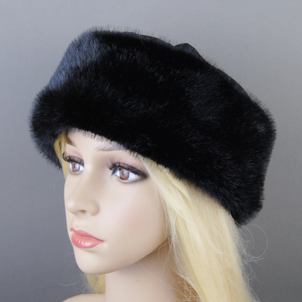 Chapeaux en fausse fourrure de vison pour femmes, casquettes de marque à la mode, chapeau d'hiver russe chaud, bonnet luxueux en fausse fourrure, 2024