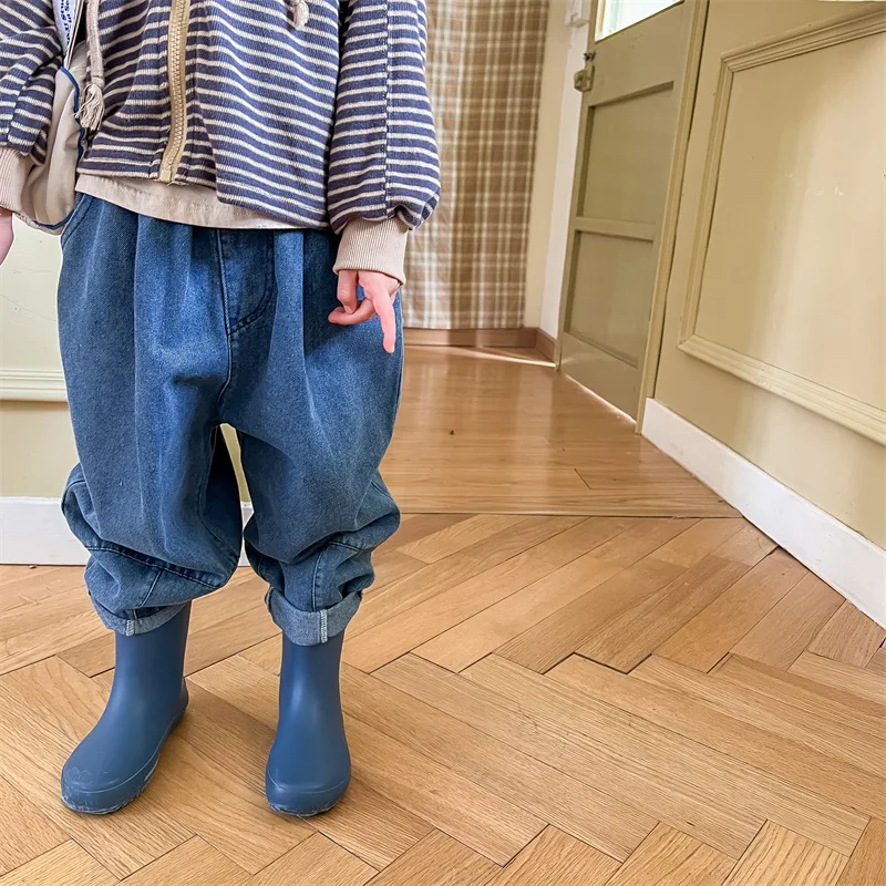 

Childrens Pants 2026 Spring New Korean Version Solid Color Simple Harem Pants Casual Fashion Daily Stylish Versatile Wear