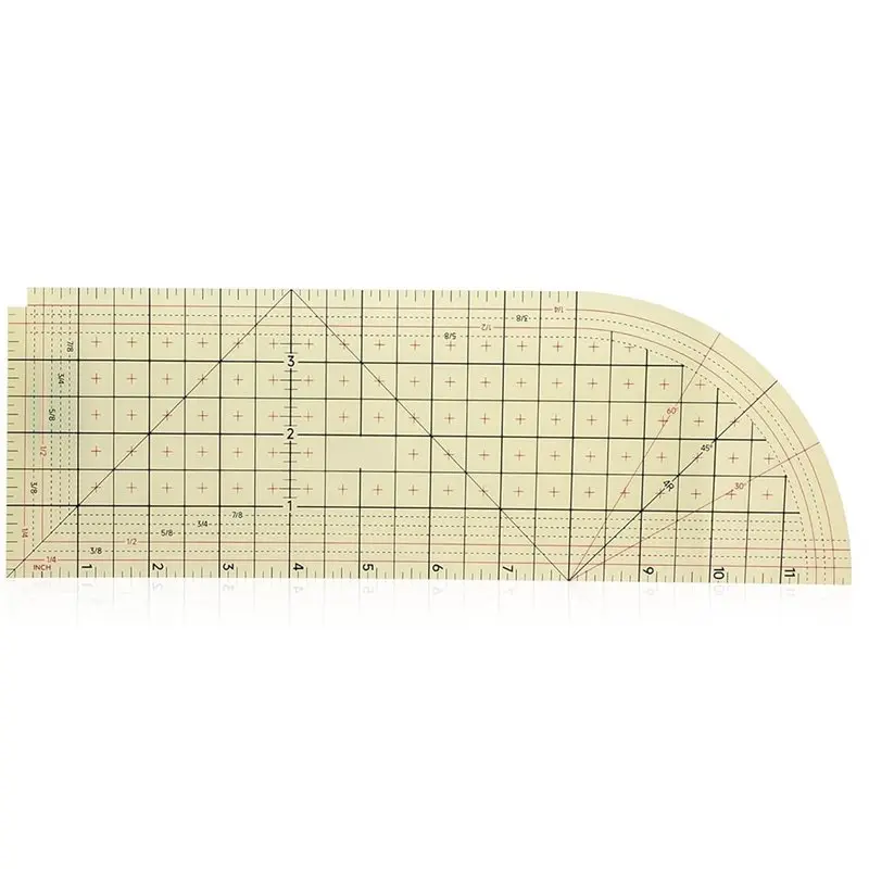 Regla curva BOFO para dobladillos en caliente para costura, 12x4 pulgadas con guía de costura y opciones de planchado en seco o con vapor.