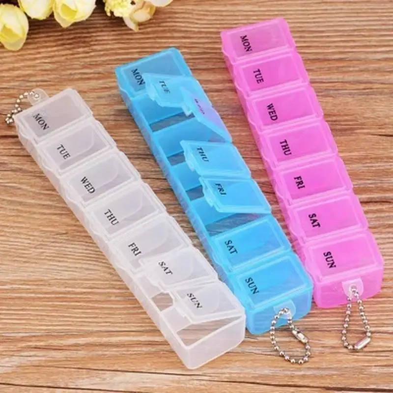 7 Days Pill Medicine Box Weekly Tablet Holder Storage Organizer Container Case Pill Box Splitter Pill Case Organizer Random