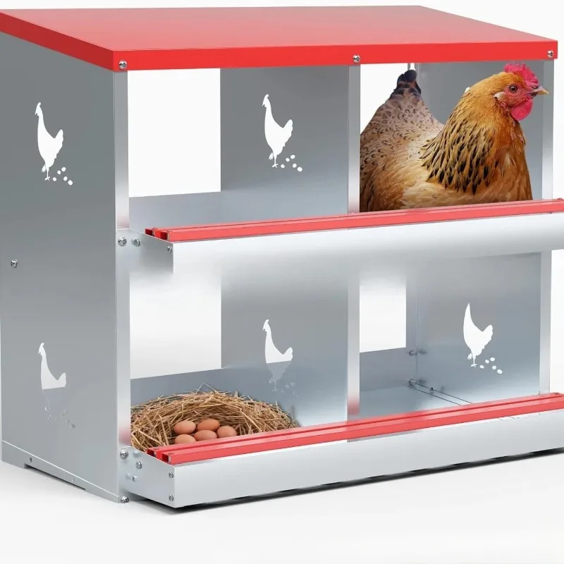 4-Hole egg laying box galvanized sheet rust-proof chicken nest box can be cleaned