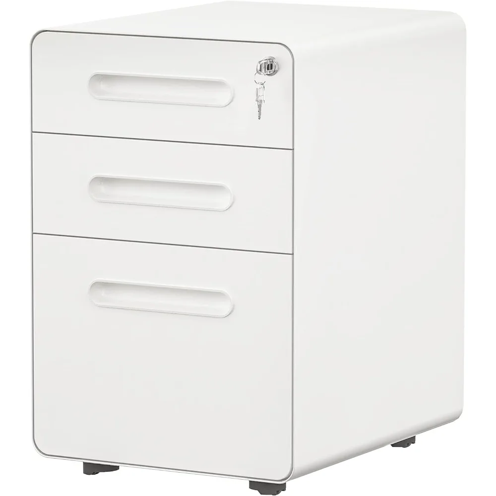 3-Drawer Rolling File Cabinet, Metal Mobile File Cabinet with Lock, Filing Cabinet Under Desk Fits Legal/A4 Size Fully Assembled