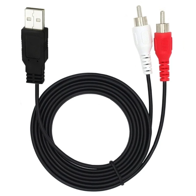 USB To 2RCA Male Plugs Adapter Cable Converter Cord For Set Top Box Connection, Video Playback On Television Or Drop Shipping