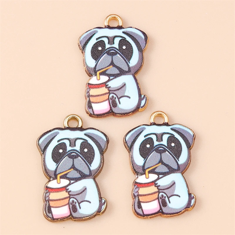 20 Stück 15x22mm Cartoon-Tieranhänger, emaillierte Hunde-Anhänger für die Schmuckherstellung, Ohrringe, Halsketten, DIY-Bastelzubehör – Detail 9