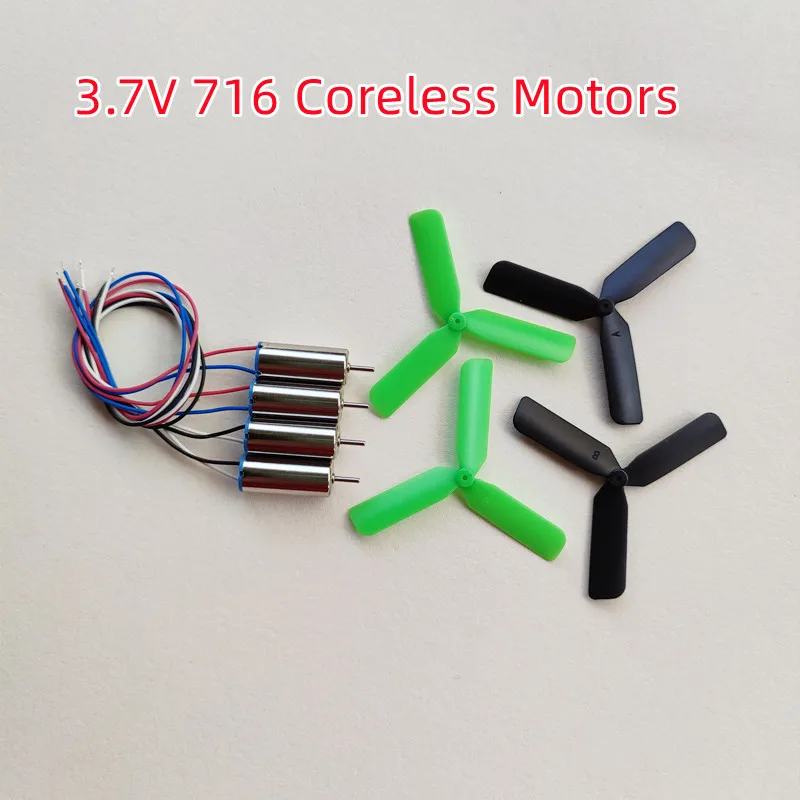 

716 7mm*16mm CW+CCW Coreless Motor DC 3V 3.7V Utral-High Speed 3-blade Propellers Props RC Drone Quadcopter Engine 1mm Shaft