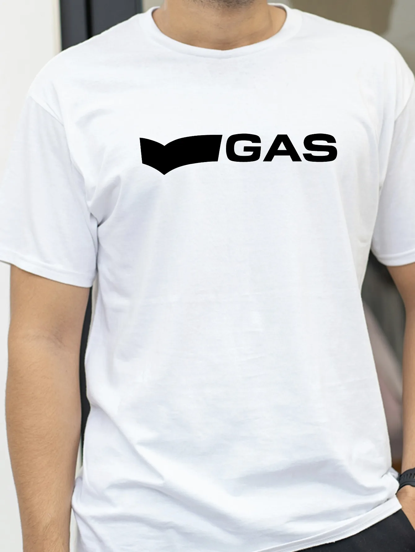 

Men's summer pure cotton fashionable casual sports loose GAS letter pattern printed round neck short sleeved T-shirt top