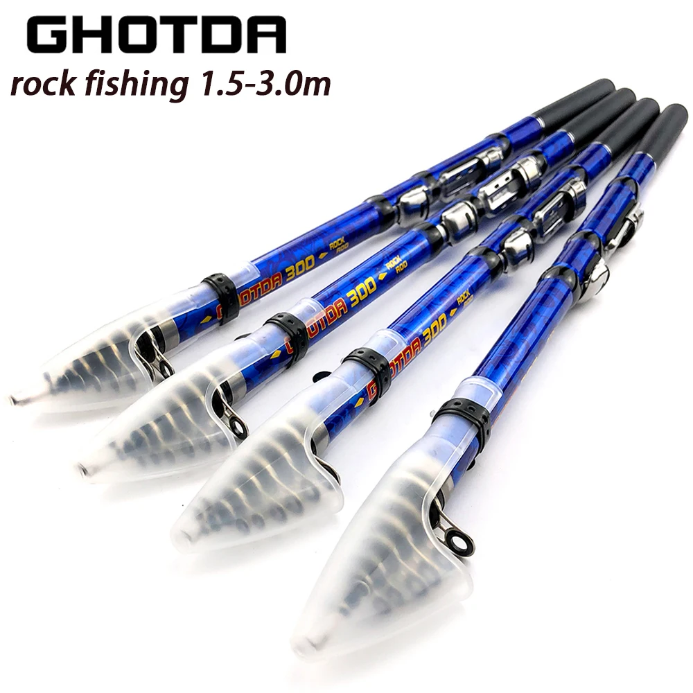 1.5M-3.0M Carbon Rock Fishing Rod M Power Portable Telescopic Spinning Surf Trolling Rods Carp Trout Sea Travel Pocket Pole Cast