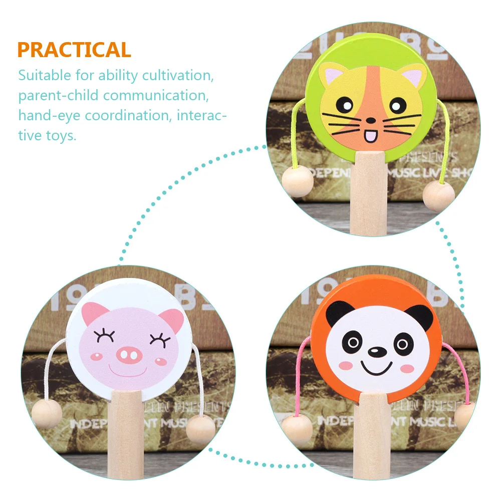 5 قطعة خشخيشة خشبية الكرتون تصميم المحمولة الطفل تهز أداة العملي على القدرة زراعة اللعب التفاعلي هدية