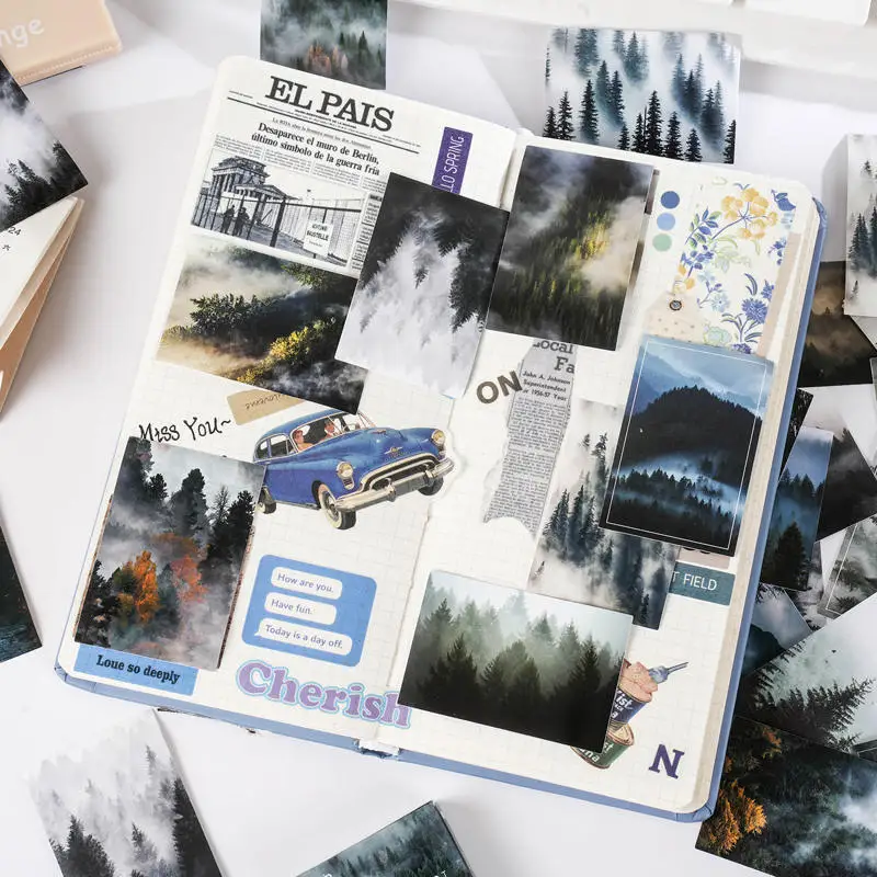 30pcs PVC Creative Retro Scenery Miyazaki Hayao Forest Collage Rich Patterns Student DIY Stationery Decoration Stickers