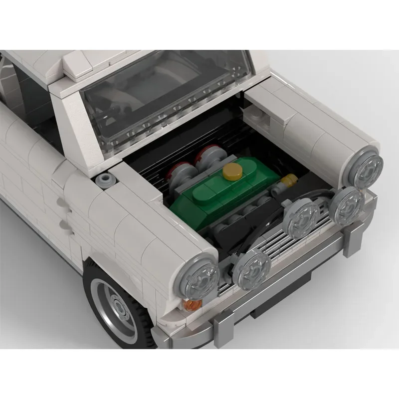 MOC-146927 Classic Mini White Movie Car Building Block Model, 1170 Parts, Boys' and Children's Birthday Building Block Toy Gift