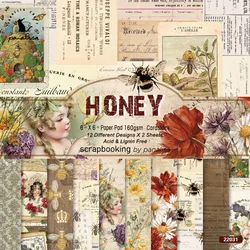 NEW 12 Sheets Retro Honeybee Background Papers DIY Scrapbooking Material Gift Wrapping Paper Album Scrapbook Hand Account Decor