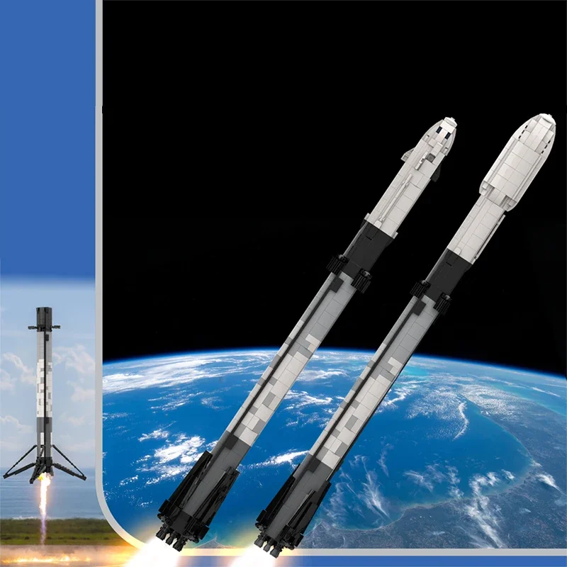 MOC-41953 Universum erkunden Trägerraketen Bausteine Kit Space x Falcon 9 Raketen modell im Maßstab 1:110 DIY Kinder Puzzle Spielzeug Geschenk