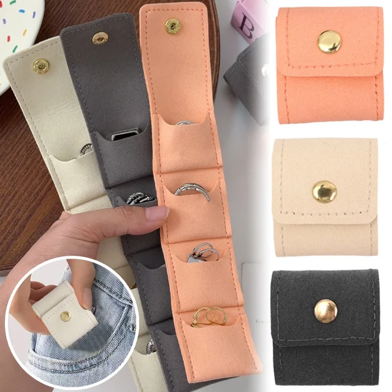 1/3pcs Travel Jewelry Organizer Foldable Felt Pouch Portable Rings Necklace Storage Bag with Buckles Earring Jewely Storage Case