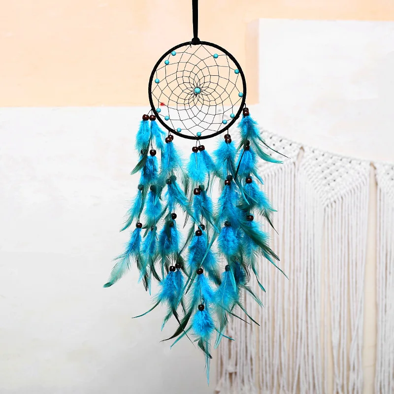 

Blue Dream Catcher Aesthetic Room Decor Pink Grey Deamcatcher Wall Hanging Home Decoration Feather Catchers Interior Accessories