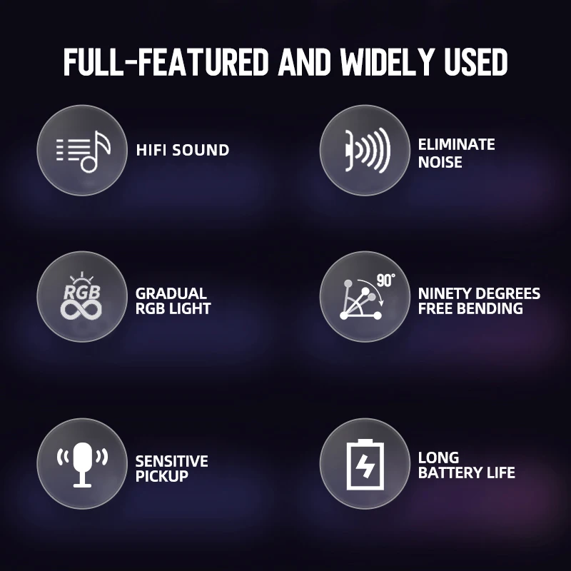 FUHAM ميكروفون لاسلكي 2-قناة RGB تأثير الضوء ميكروفون لاسلكي محمول نظام ميكروفون الكاريوكي مناسبة للحفلات